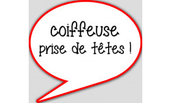 coiffeuse prise de tête - 10x9cm - sticker/autocollant