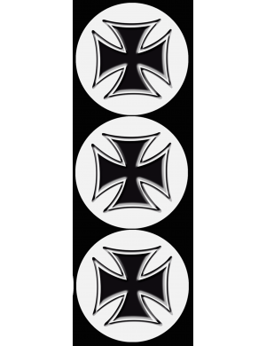 Croix de Malte noir (3 fois 9cm) - Sticker/autocollant