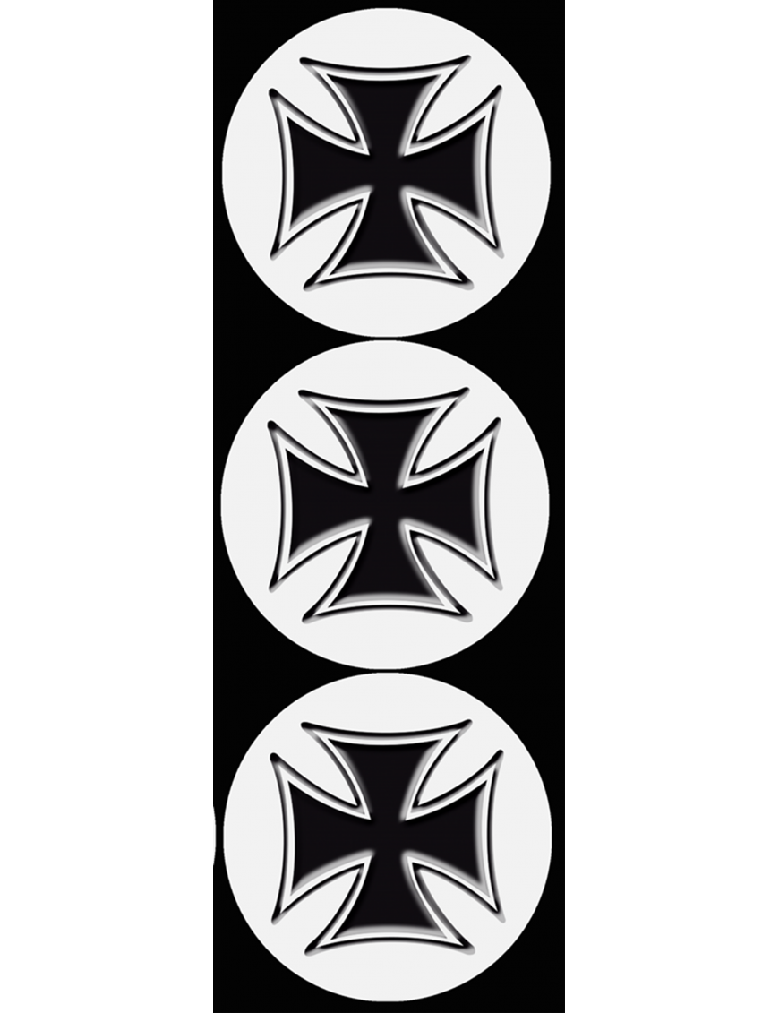 Croix de Malte noir (3 fois 9cm) - Sticker/autocollant