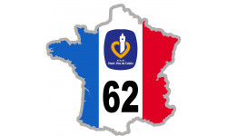 62 France Nord-Pas de Calais - 20x20cm - Sticker/autocollant