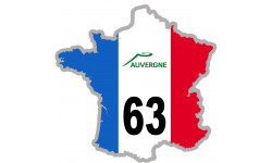 63 France région Auvergne - 20x20cm - Sticker/autocollant