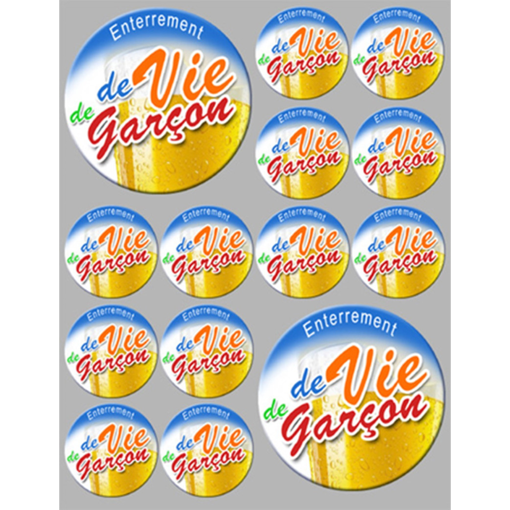 Enterrement de vie de garçon (2fois 9cm - 12fois 5cm) - Sticker/autocollant