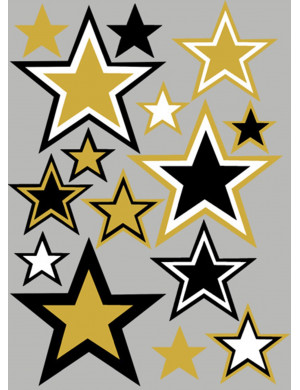autocollants étoiles (3 fois 11cm & 2 fois 7.5cm & 3 fois 6cm & 7 fois 4cm)