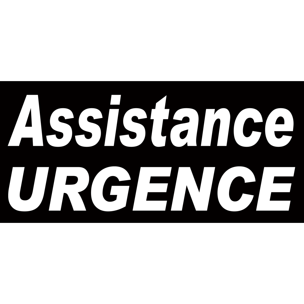 Assistance urgence noir - 30x14 cm - Sticker/autocollant
