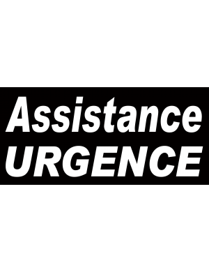 Assistance urgence noir - 30x14 cm - Sticker/autocollant