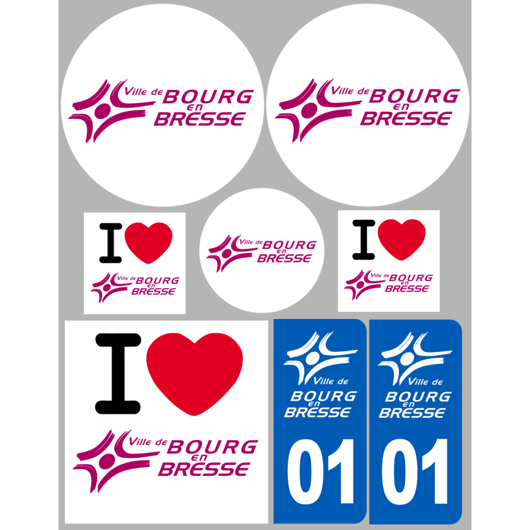 Bourg en Bresse (8 autocollants variés) - Sticker/autocollant