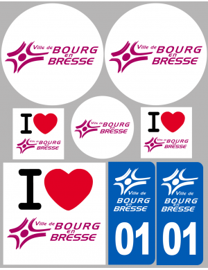 Ville Bourg en Bresse (8 autocollants variés) - Sticker/autocollant