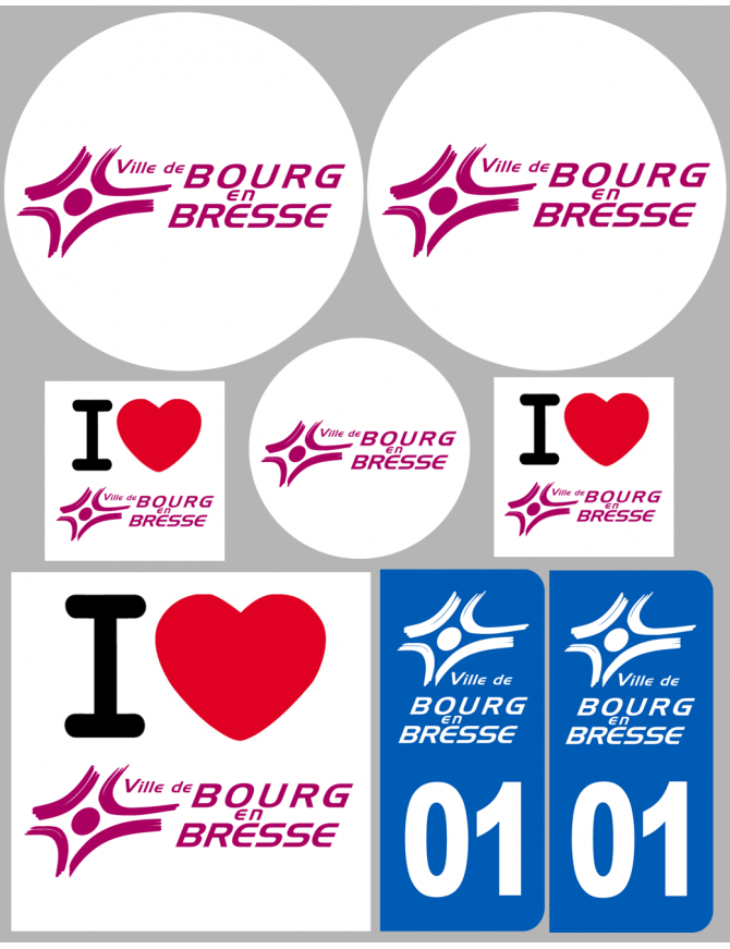 Bourg en Bresse (8 autocollants variés) - Sticker/autocollant Bourg en Bresse (8 autocollants variés) - Sticker/autocollant