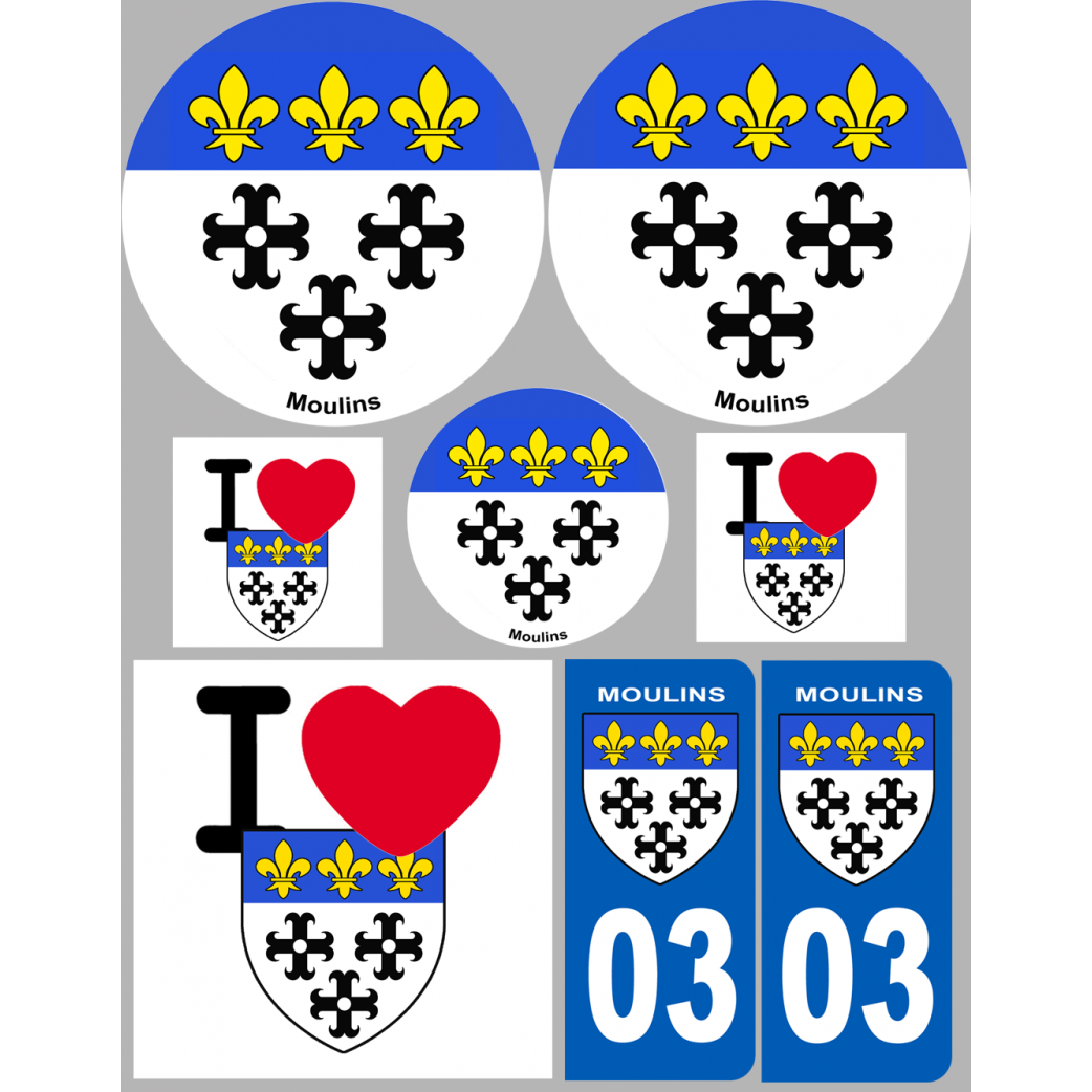 Moulins (8 autocollants variés) - Sticker/autocollant