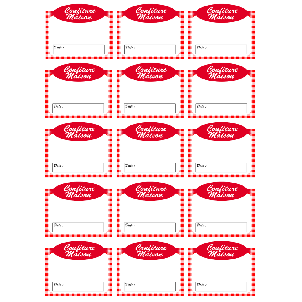 Étiquettes de confiture (15fois 6x5cm) - Sticker/autocollant