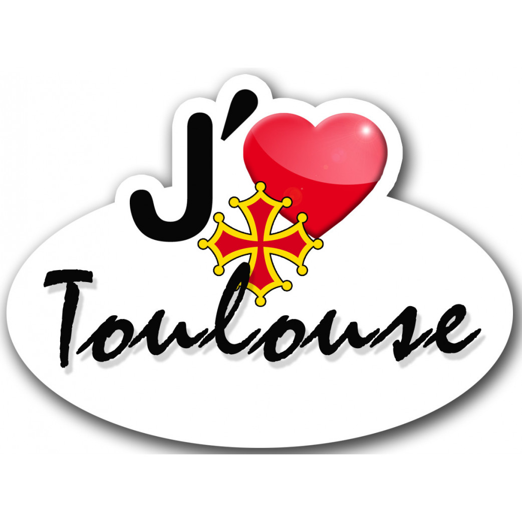 j'aime Toulouse - 5x3.7cm - Sticker/autocollant