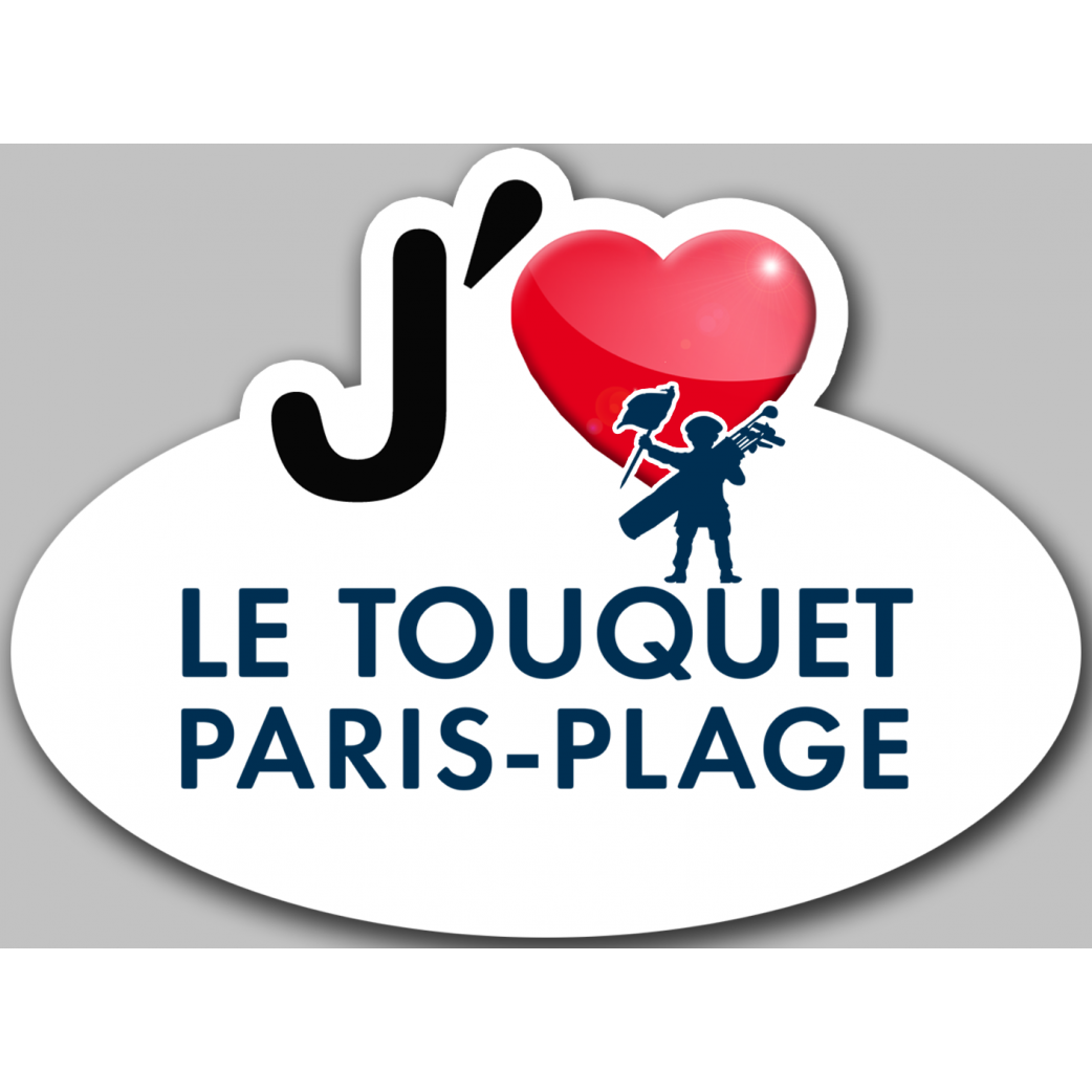 j'aime Le Touquet-Paris-Plage (5x3.7cm) - Sticker/autocollant