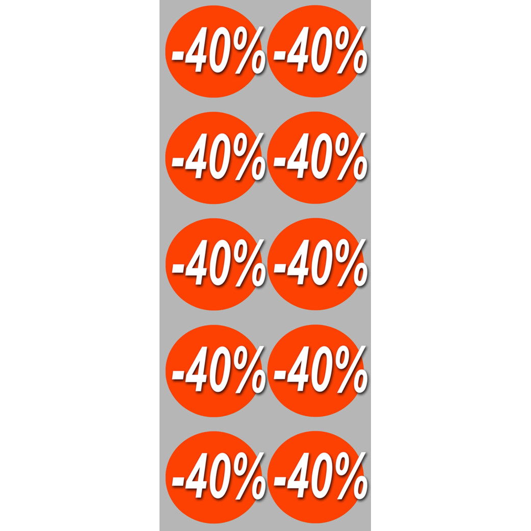 Soldes remise 40% (10 fois 5cm) - Sticker/autocollant