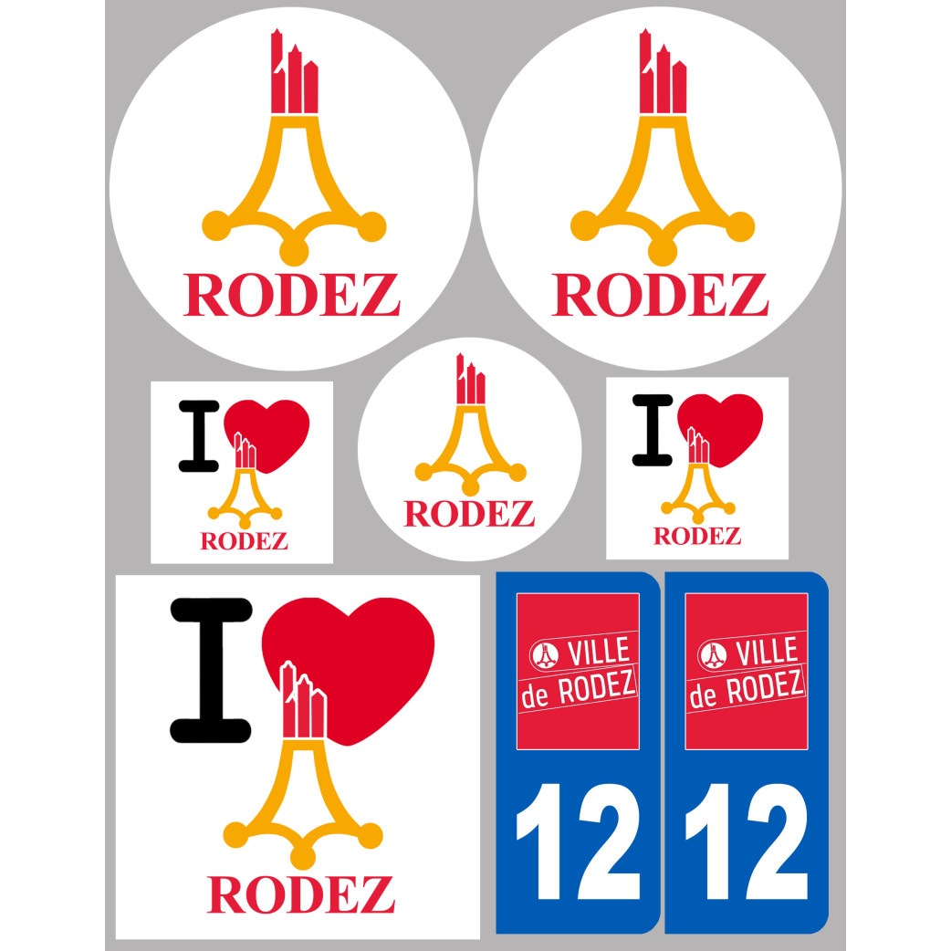 Rodez (8 autocollants variés) - Sticker/autocollant