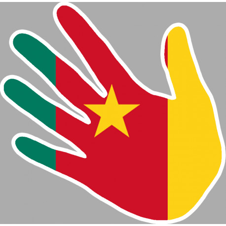 Autocollants : drapeau cameroun main