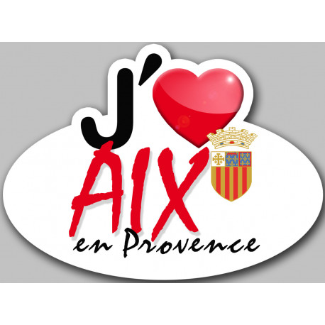 J'aime Aix-en-Provence - 5x3.7cm - Sticker/autocollant