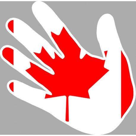 Autocollants : drapeau Canada main