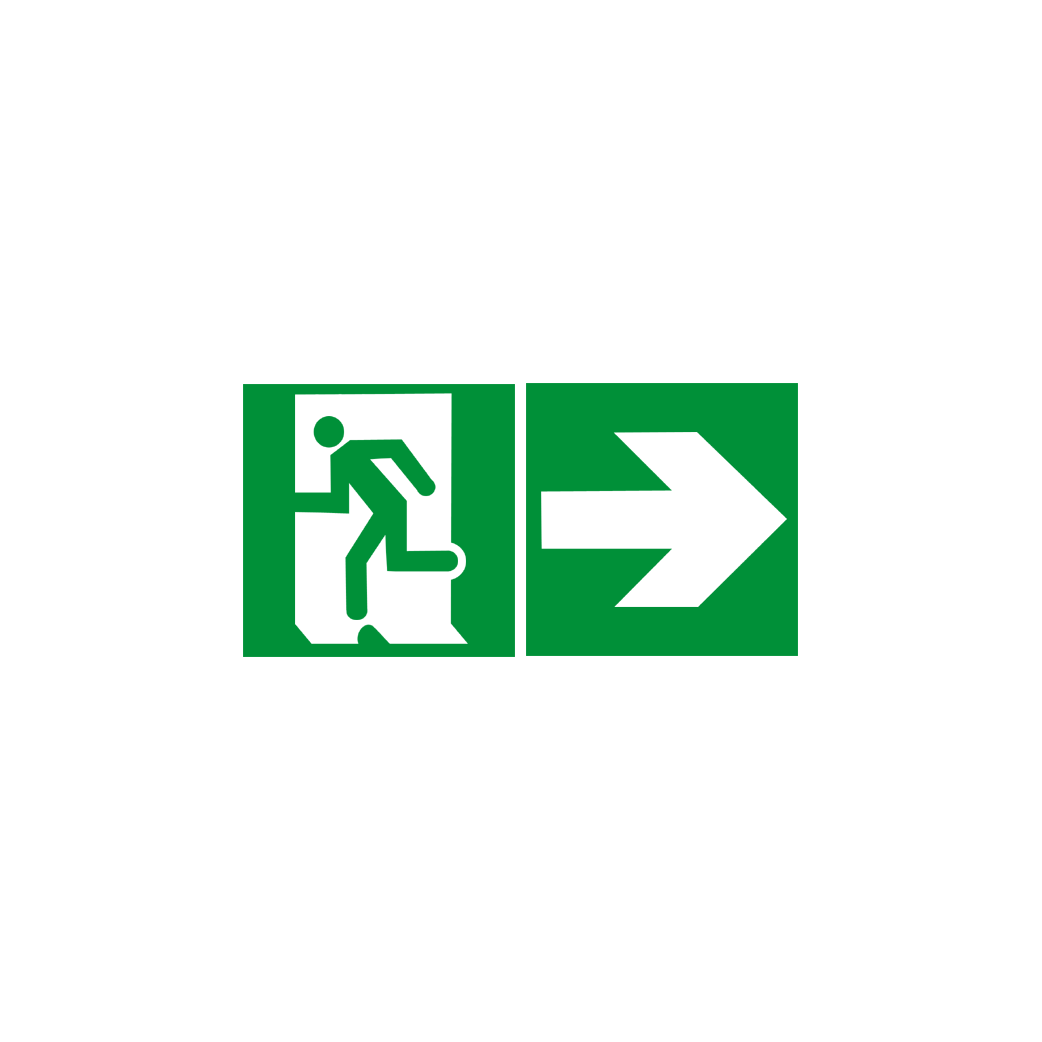 sortie de secours droite (2fois 15x15cm) - sticker/autocollant