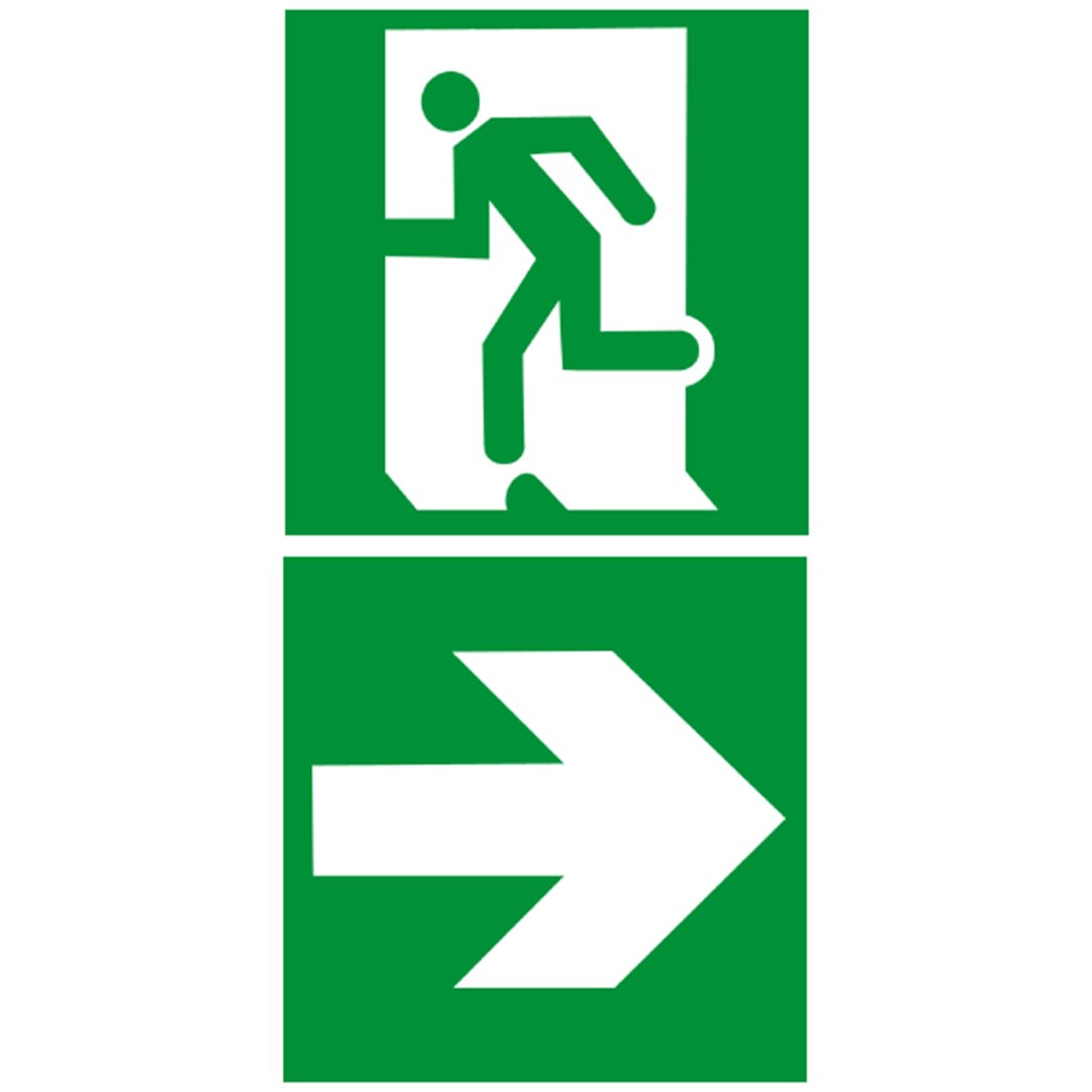 sortie de secours droite dessous (2fois 10x10cm) - sticker/autocollant