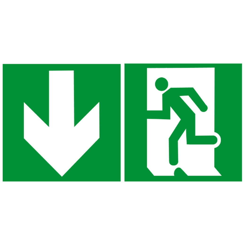 sortie de secours bas (2fois 5x5cm) - sticker/autocollant