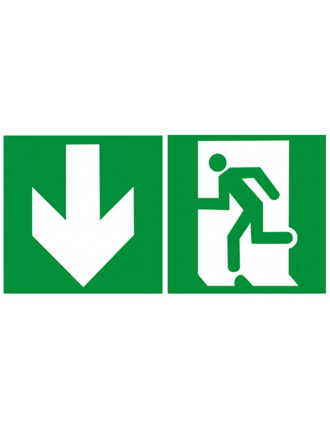 sortie de secours bas (2fois 15x15cm) - sticker/autocollant sortie de secours bas (2fois 15x15cm) - sticker/autocollant