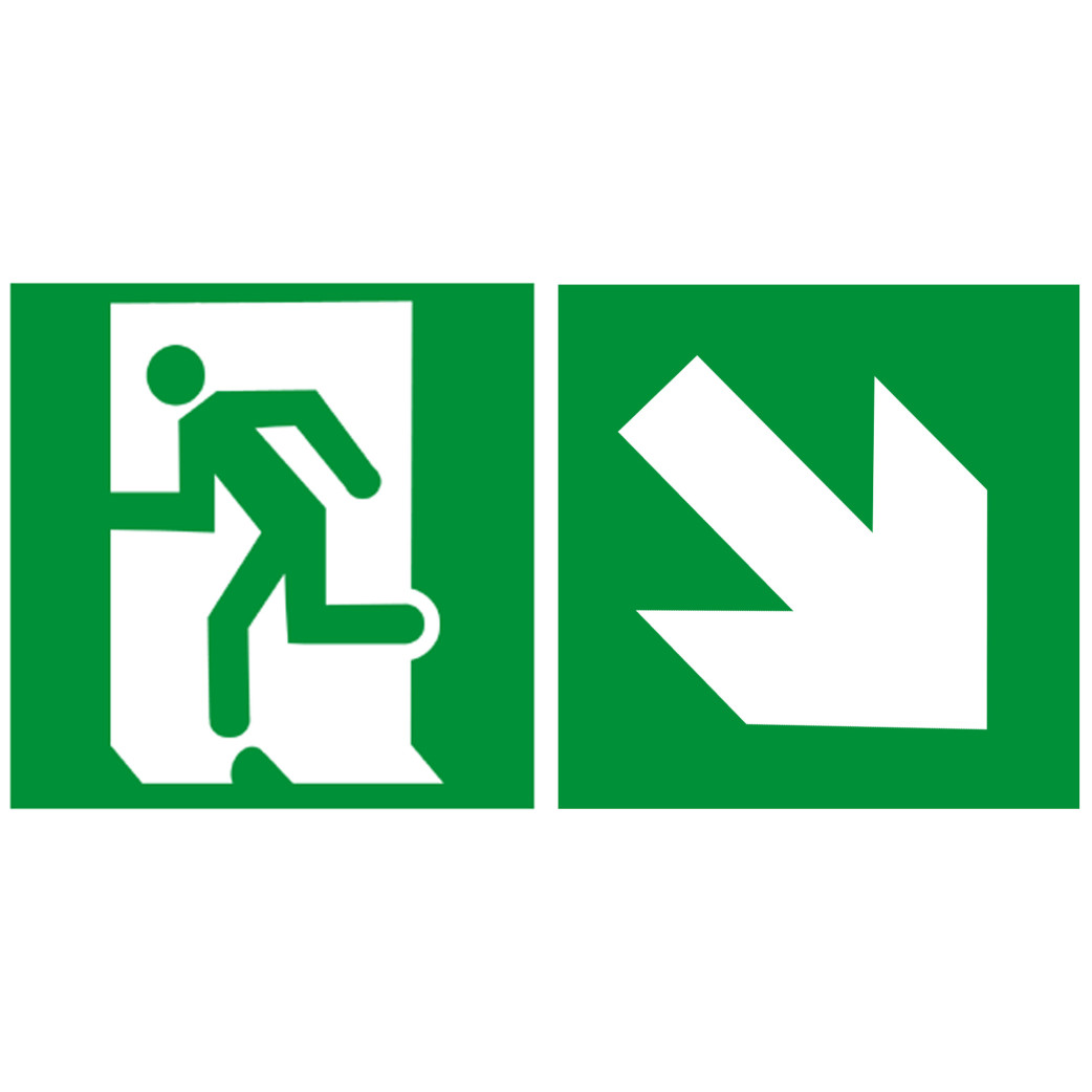 sortie de secours droite bas (2fois 10x10cm) - sticker/autocollant