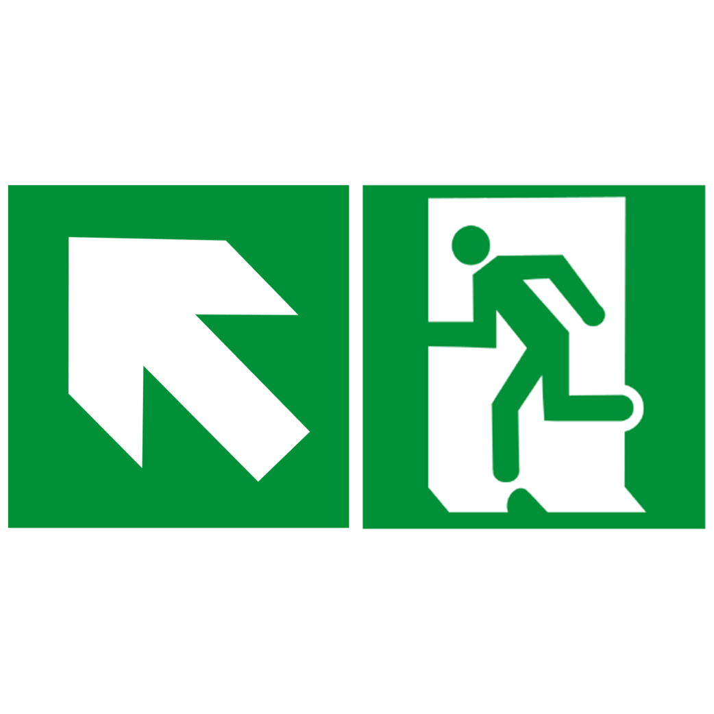 sortie de secours gauche haut (2fois 15x15cm) - sticker/autocollant