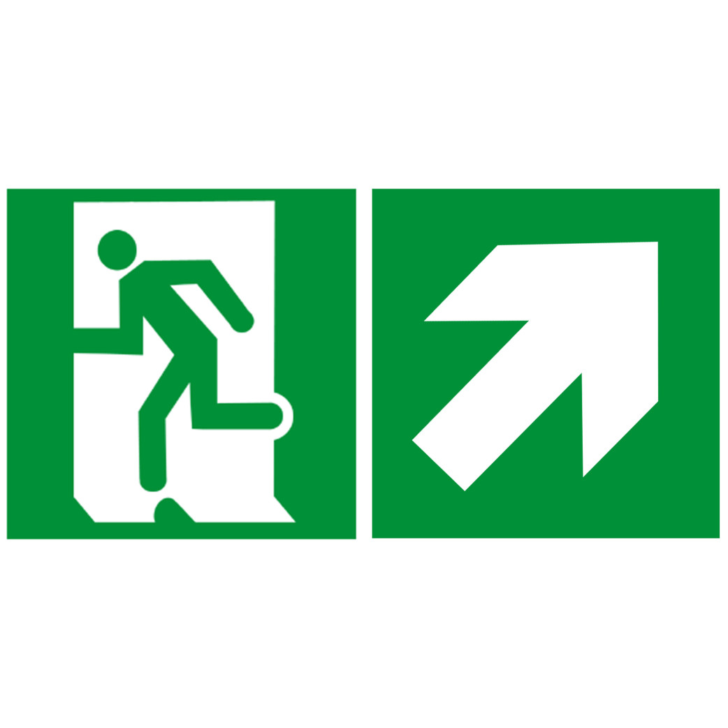 sortie de secours droite haut (2fois 15x15cm) - sticker/autocollant