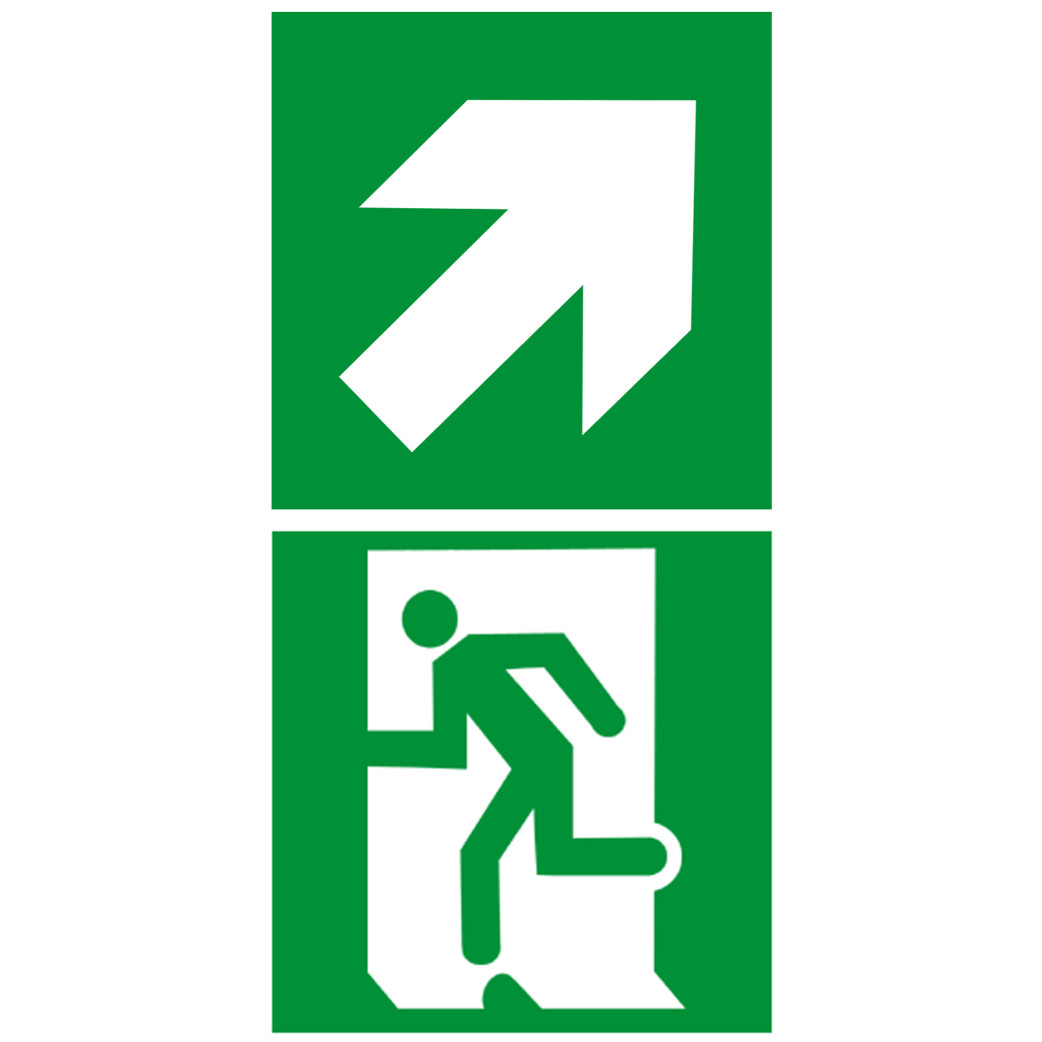 sortie de secours dessus droite (2fois 15x15cm) - sticker/autocollant
