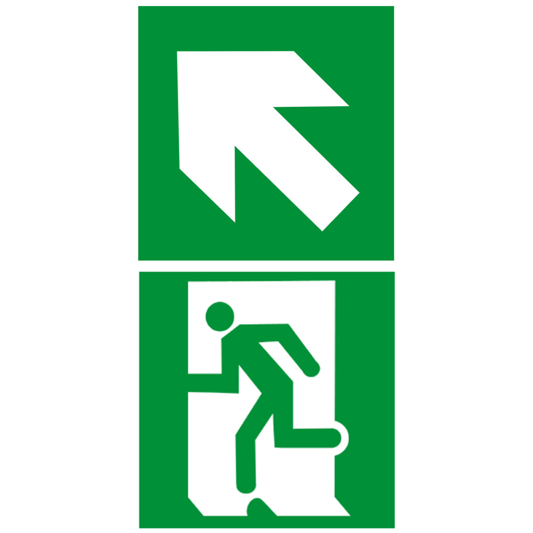 sortie de secours dessus gauche (2fois 20x20cm) - sticker/autocollant