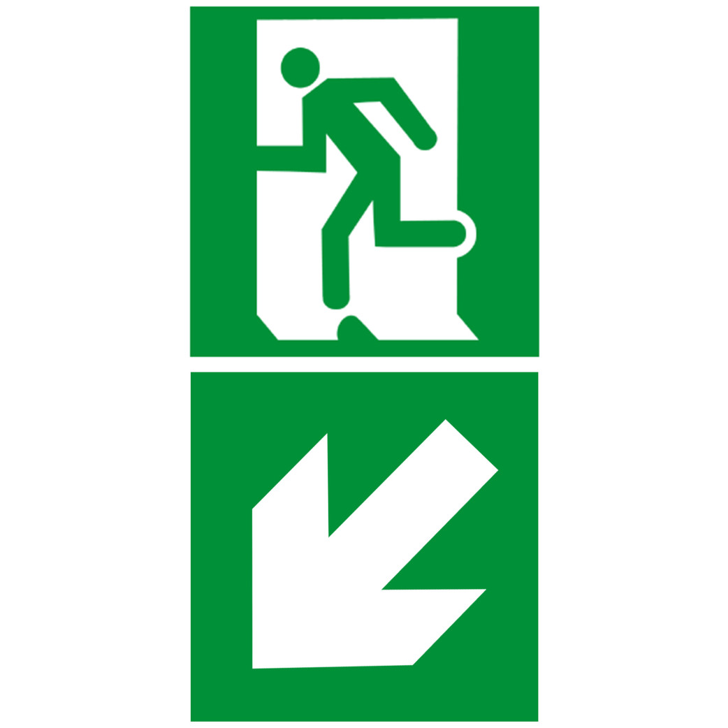 sortie de secours dessous gauche (2fois 15x15cm) - sticker/autocollant