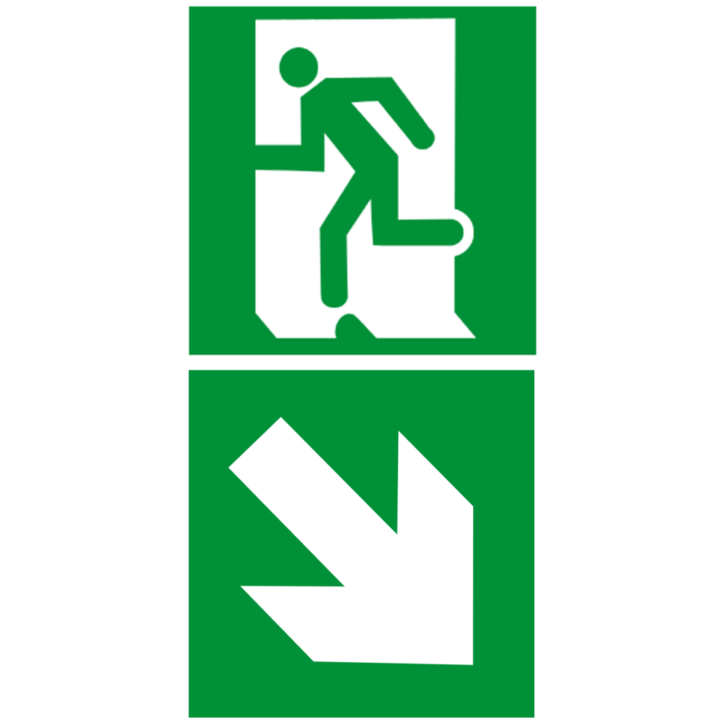 sortie de secours dessous droite (2fois 20x20cm) - sticker/autocollant