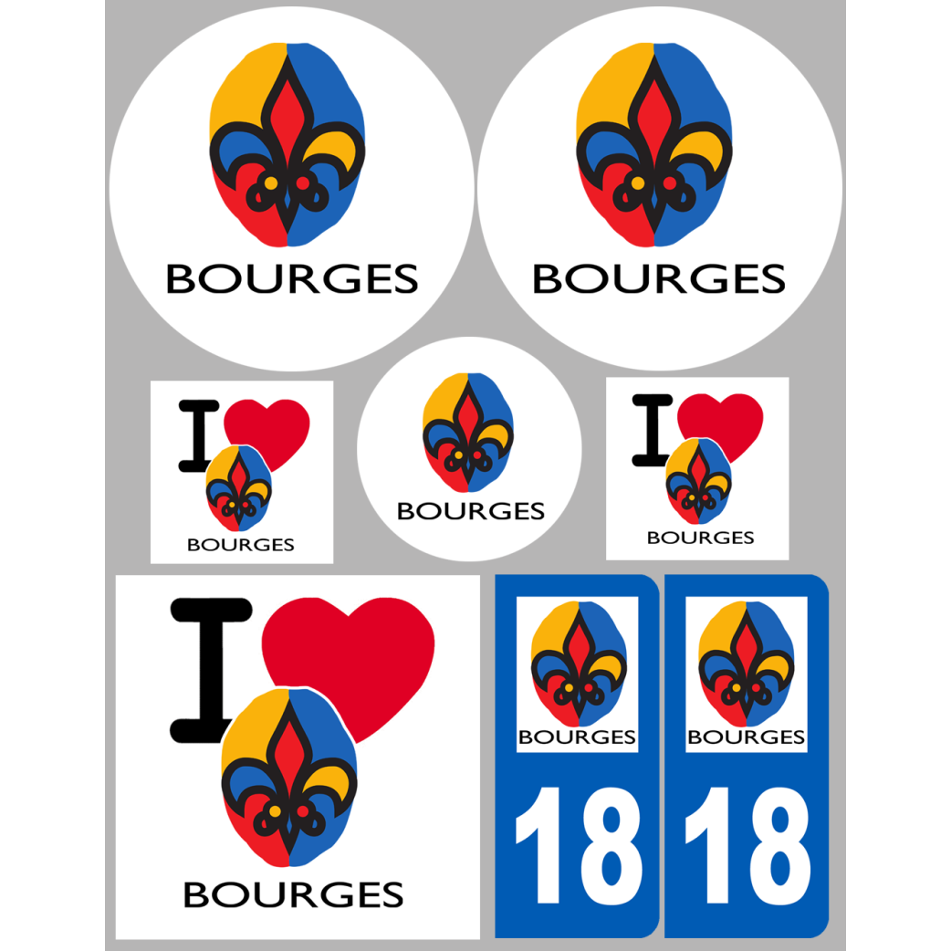 Bourges (8 autocollants variés) - Sticker/autocollant
