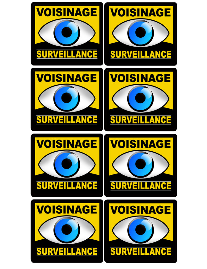 voisinage surveillance - 8fois 5cm - Sticker/autocollant voisinage surveillance - 8fois 5cm - Sticker/autocollant