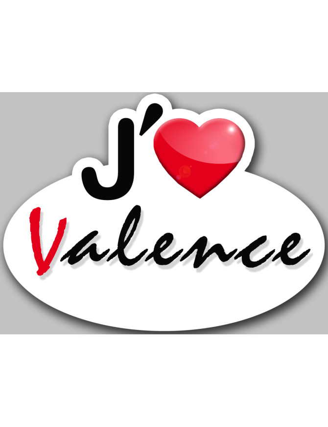 j'aime Valence - 5x3.7cm - Sticker/autocollant j'aime Valence - 5x3.7cm - Sticker/autocollant