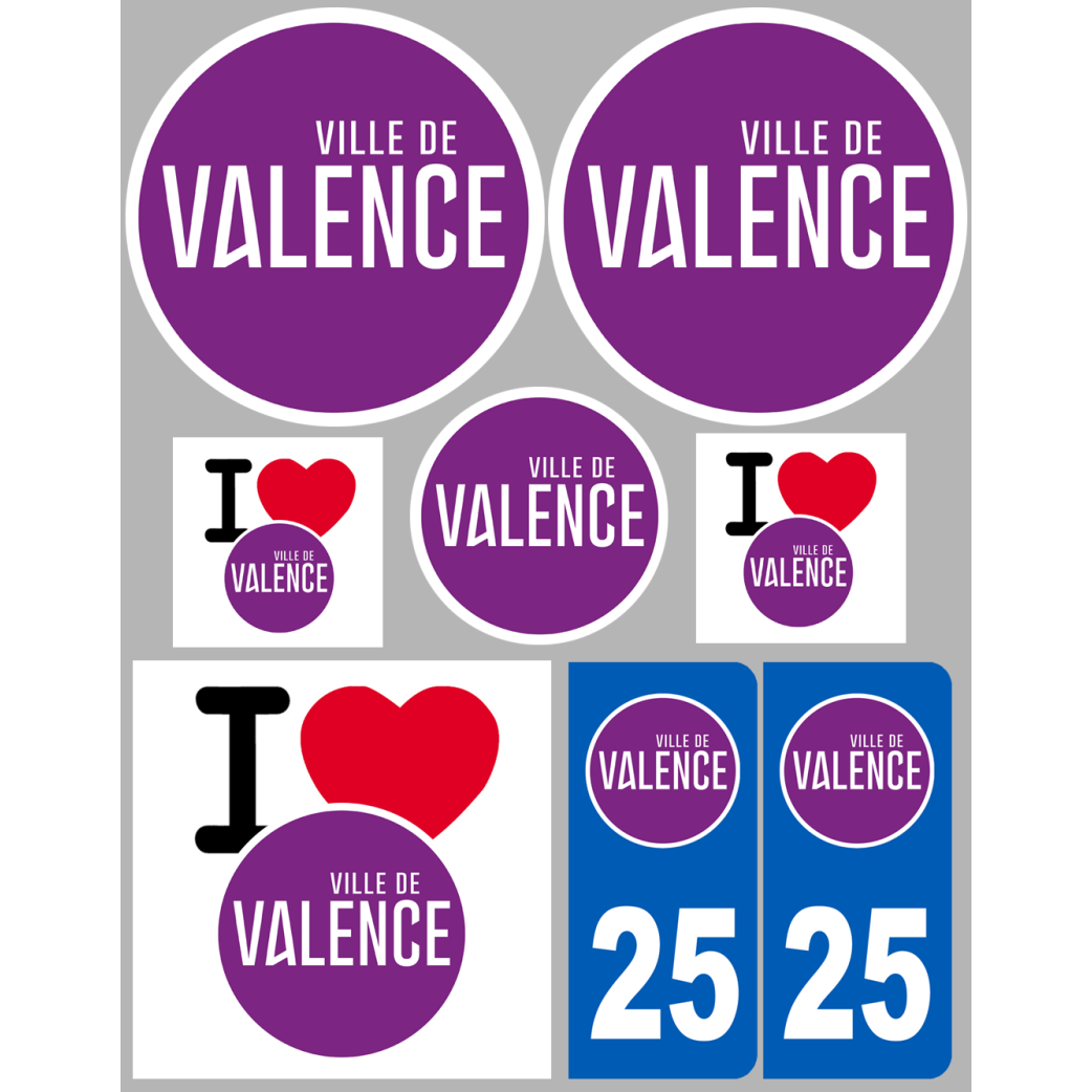 Valence (8 autocollants variés) - Sticker/autocollant