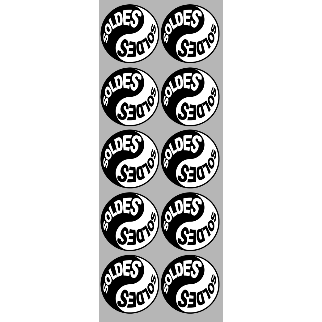 Soldes Yin Yang (10 fois 5x5cm) - Sticker/autocollant