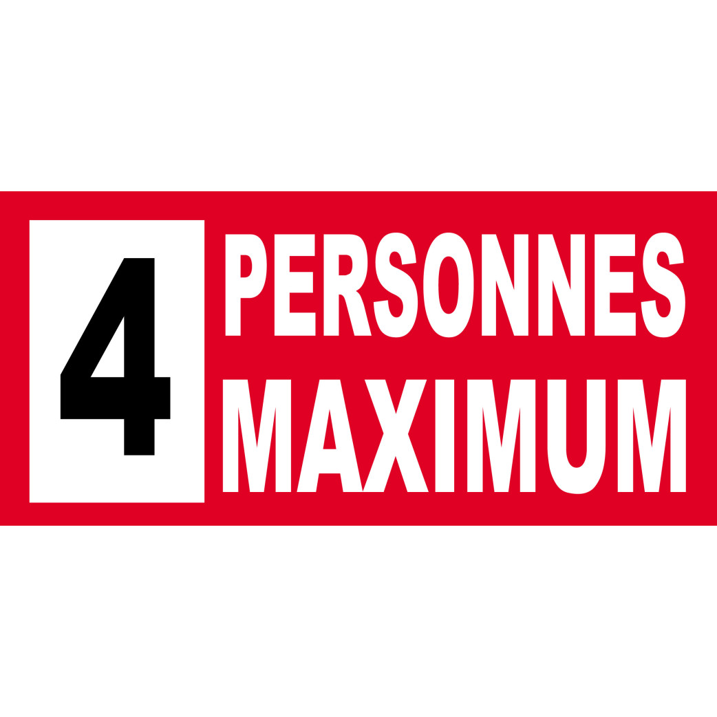 4 personnes maximum - 30X14cm - Sticker/autocollant