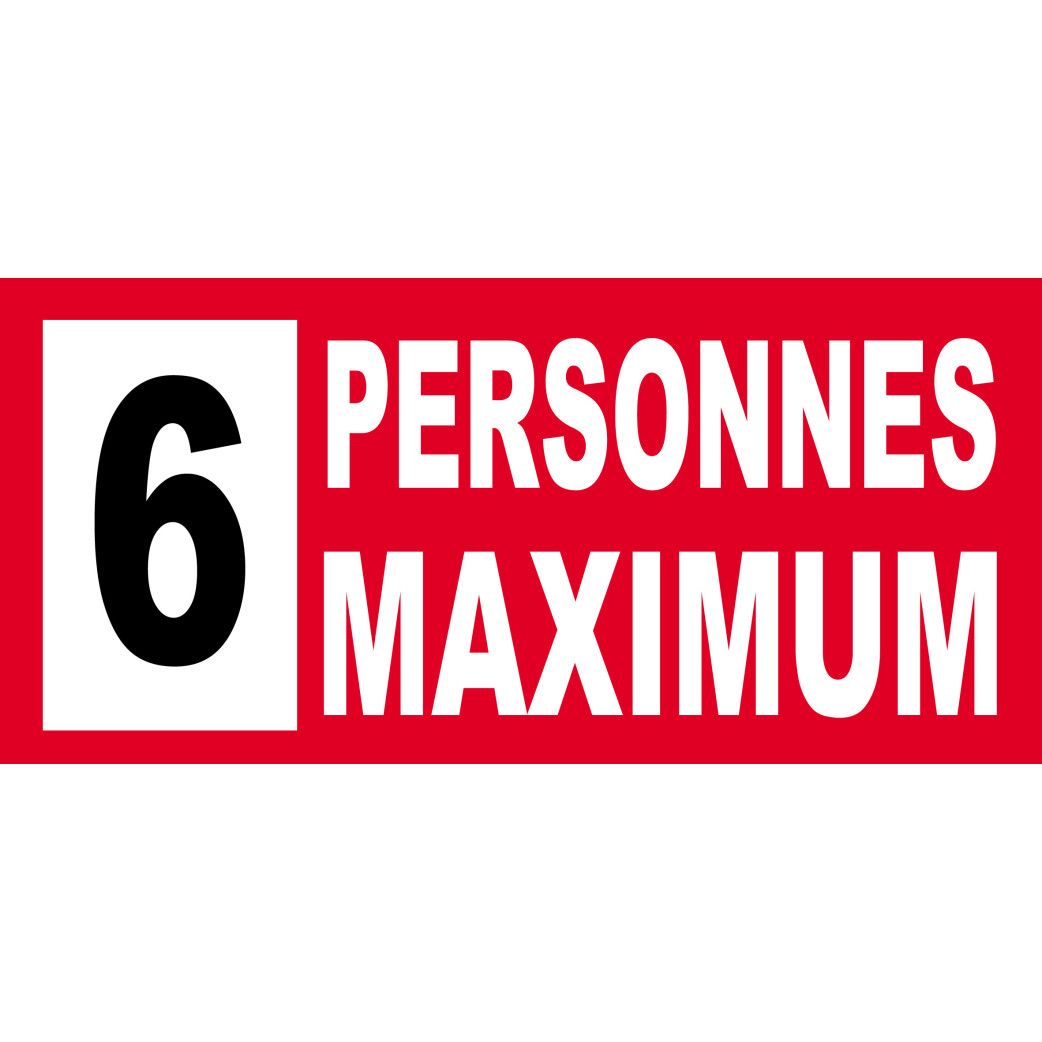 6 personnes maximum - 30X14cm - Sticker/autocollant