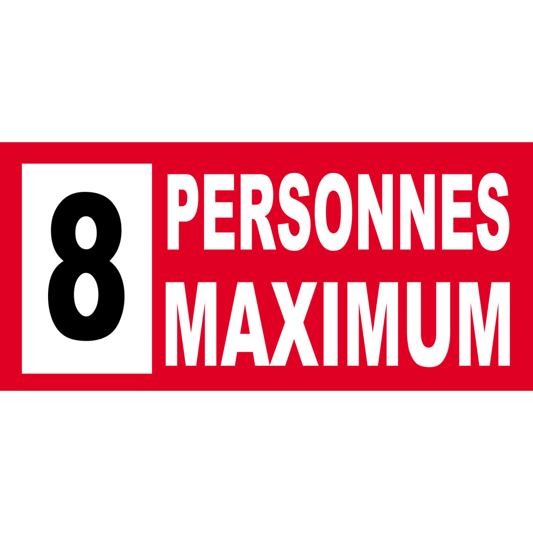 8 personnes maximum - 20X9cm - Sticker/autocollant