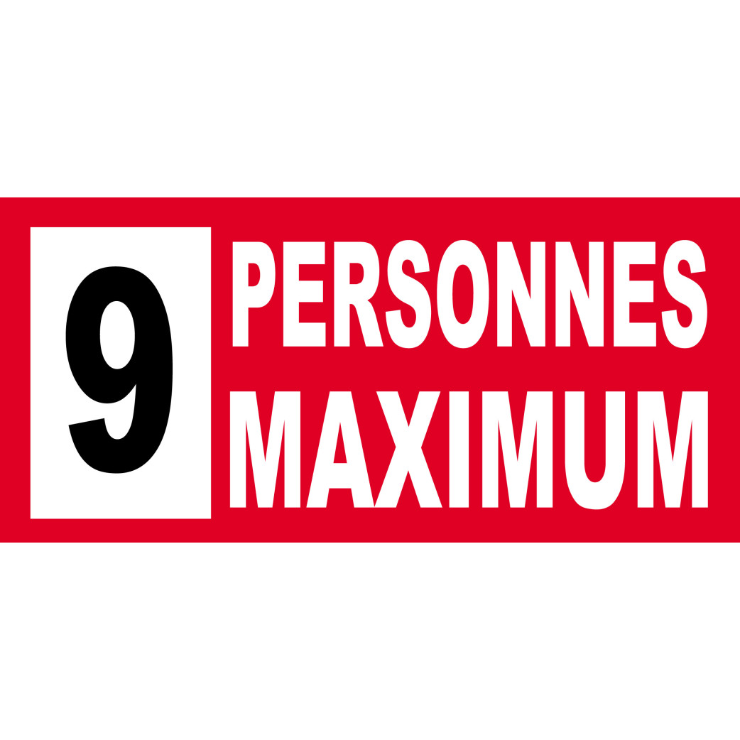 9 personnes maximum - 10X4.5cm - Sticker/autocollant