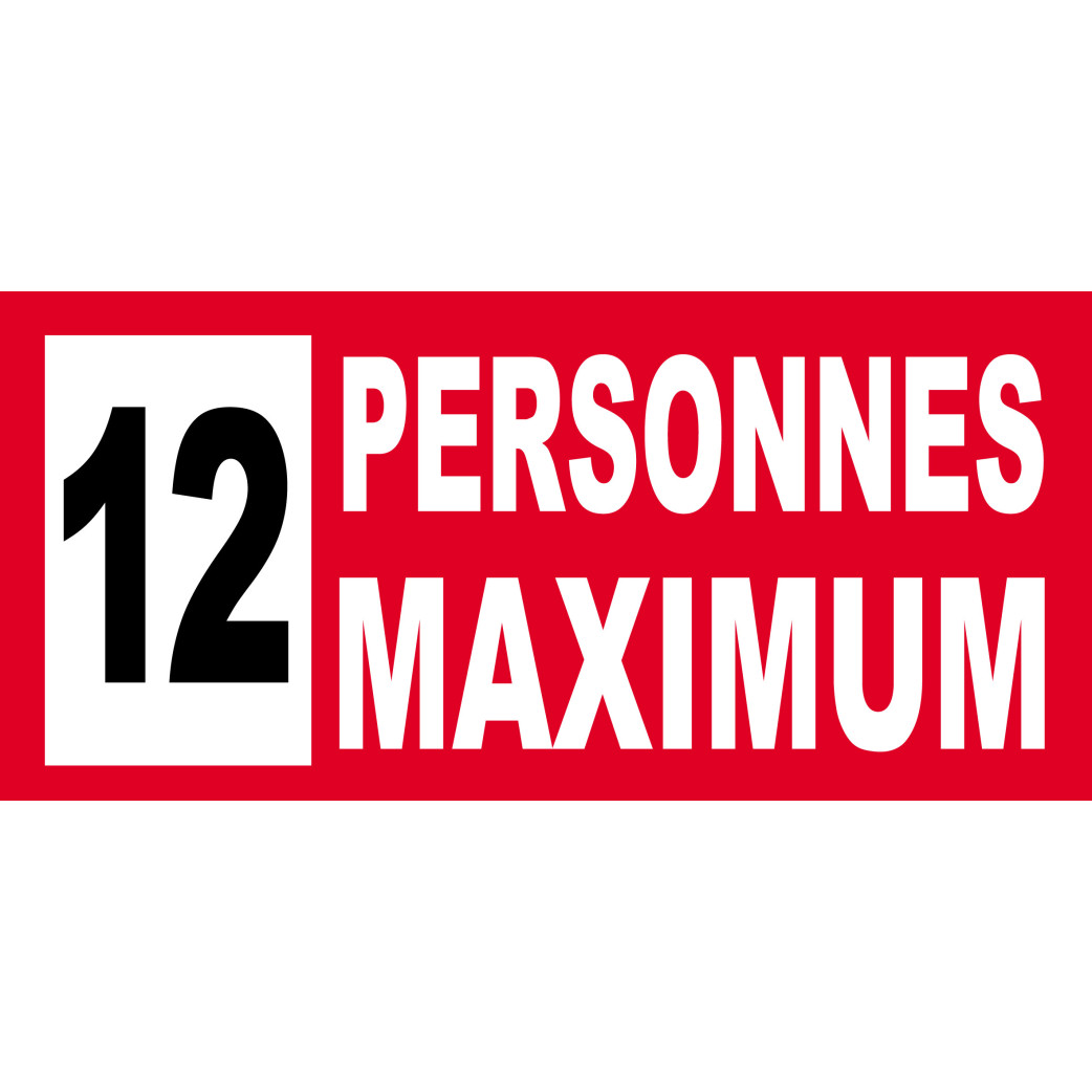 12 personnes maximum - 20X9cm - Sticker/autocollant