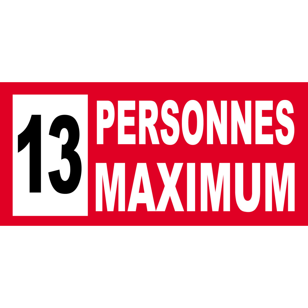 13 personnes maximum - 30X14cm - Sticker/autocollant