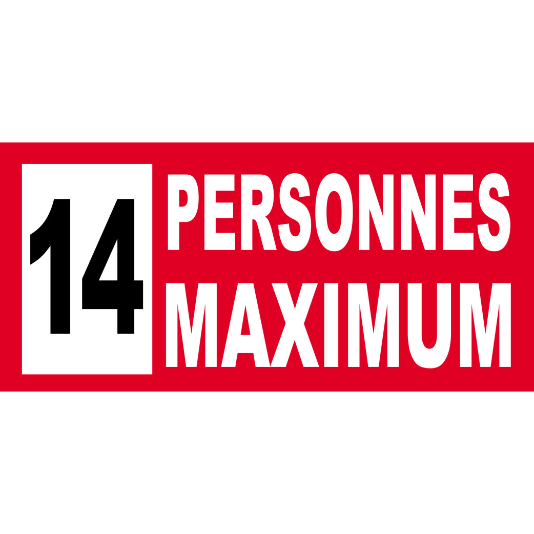 14 personnes maximum - 20X9cm - Sticker/autocollant