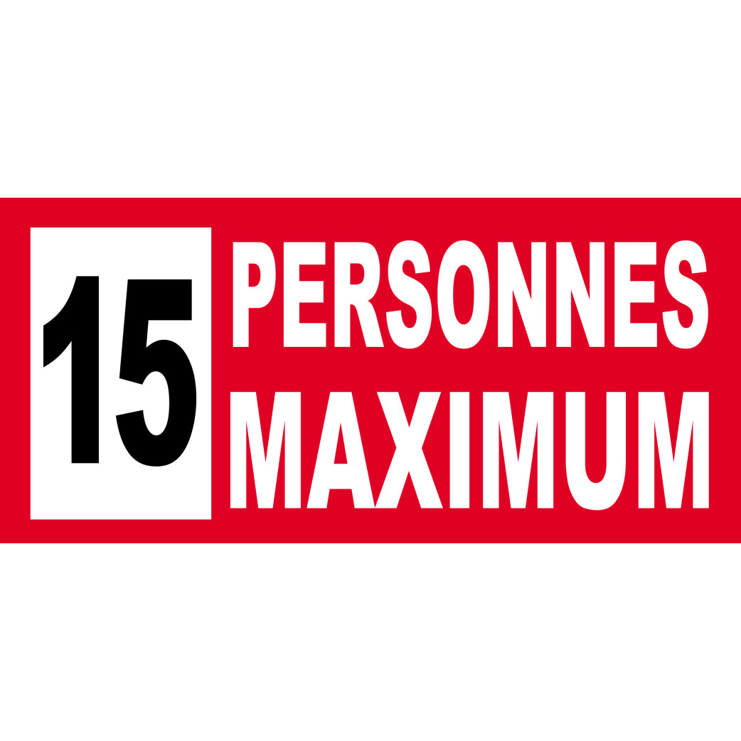 15 personnes maximum - 30X14cm - Sticker/autocollant
