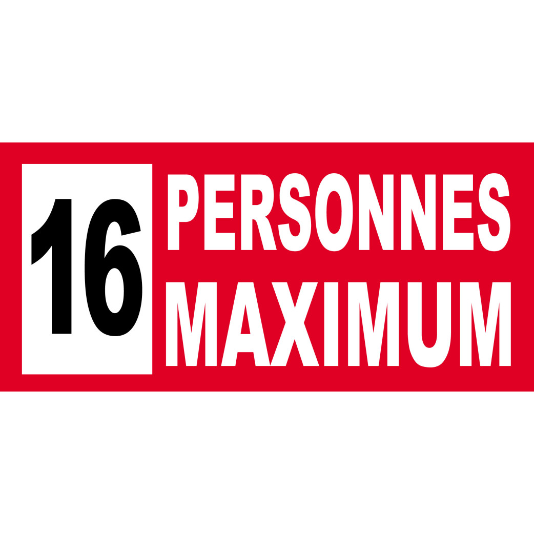 16 personnes maximum - 20X9cm - Sticker/autocollant