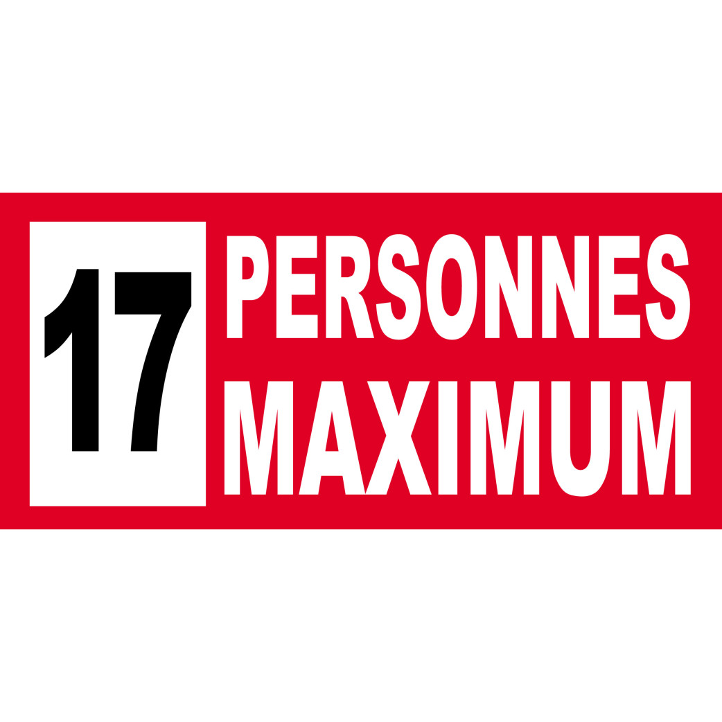 17 personnes maximum - 20X9cm - Sticker/autocollant