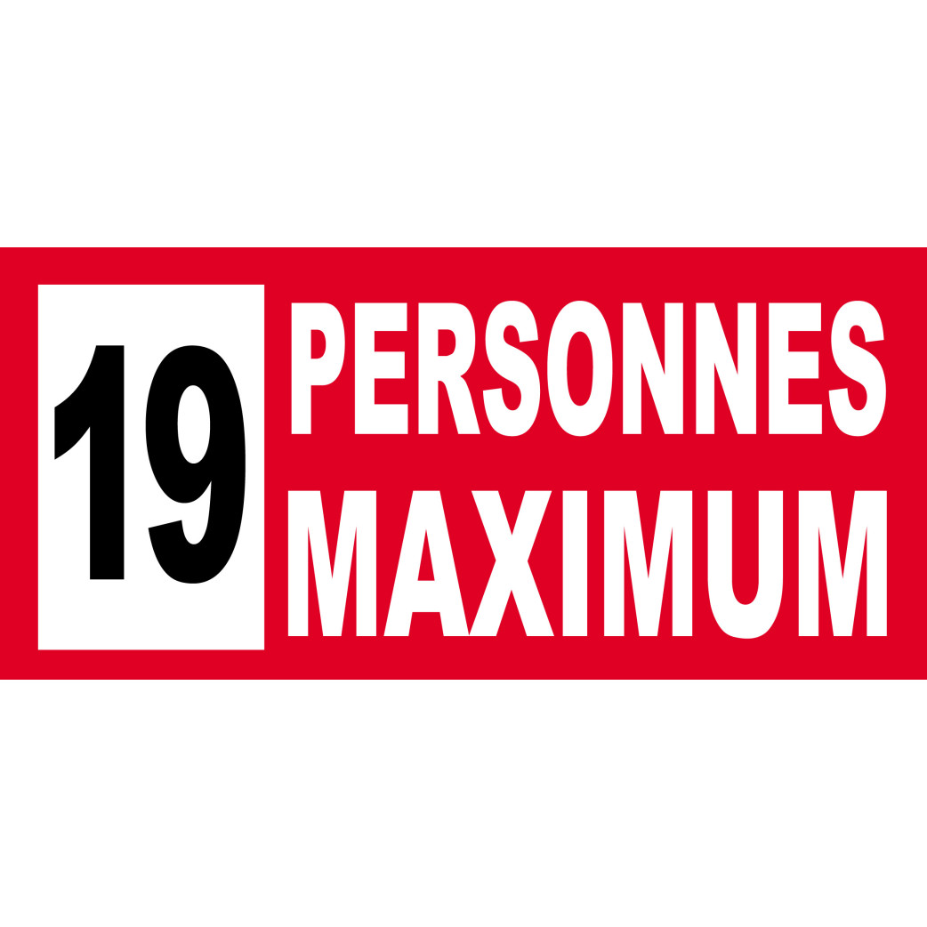 19 personnes maximum - 30X14cm - Sticker/autocollant