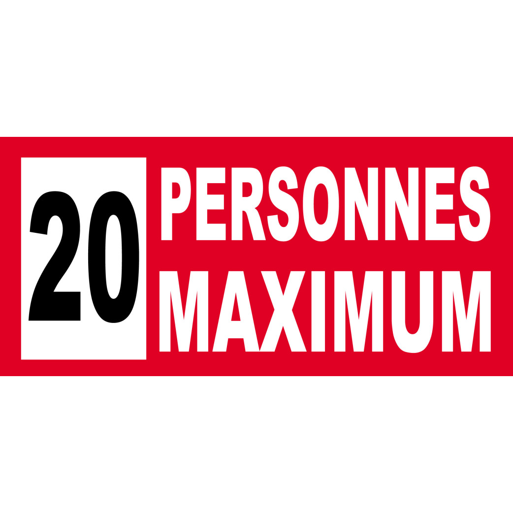 20 personnes maximum - 20X9cm - Sticker/autocollant