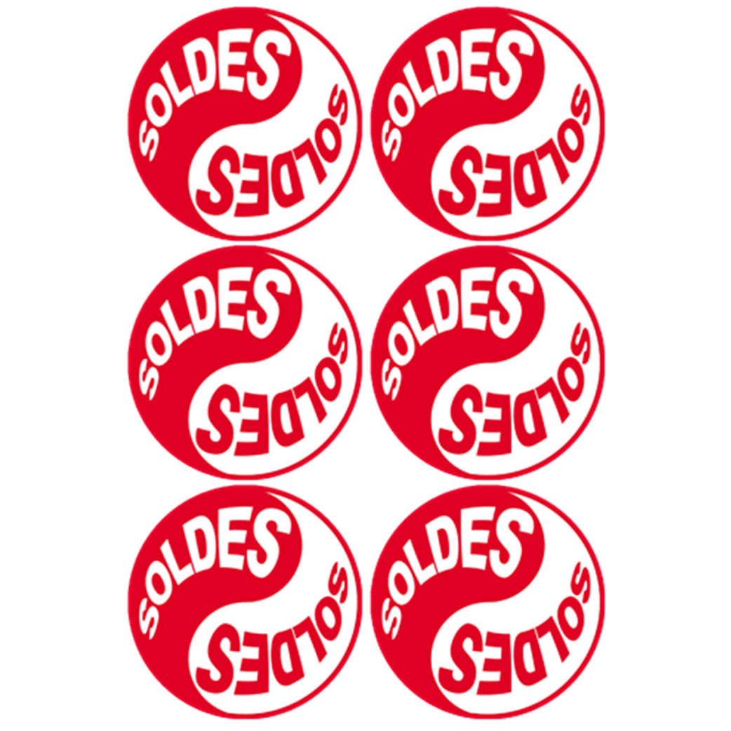 Soldes Yin Yang Rouge (6 fois 9.5x9.5cm) - Sticker/autocollant